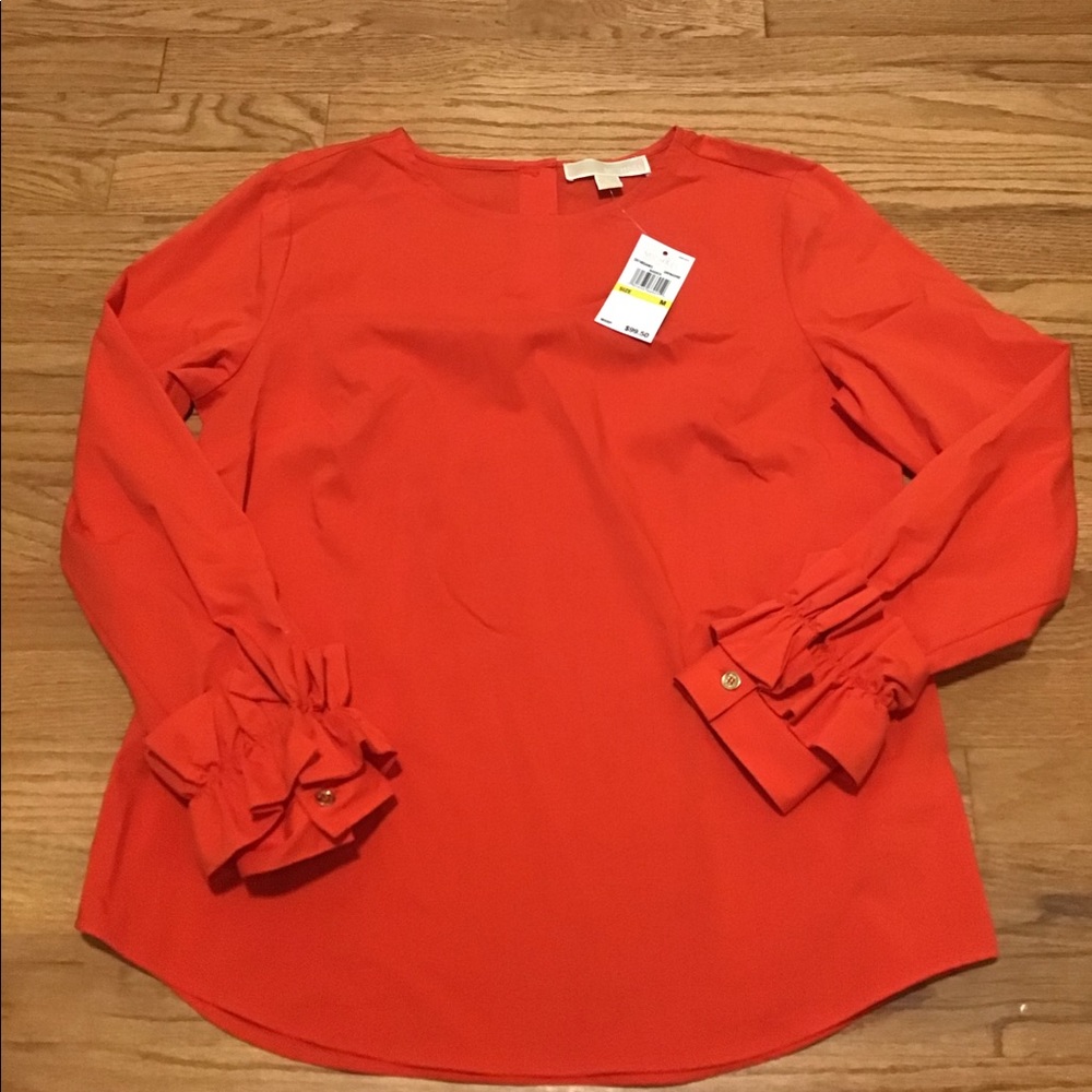 Michaels Kors Orange Ruffle Sleeve Blouse